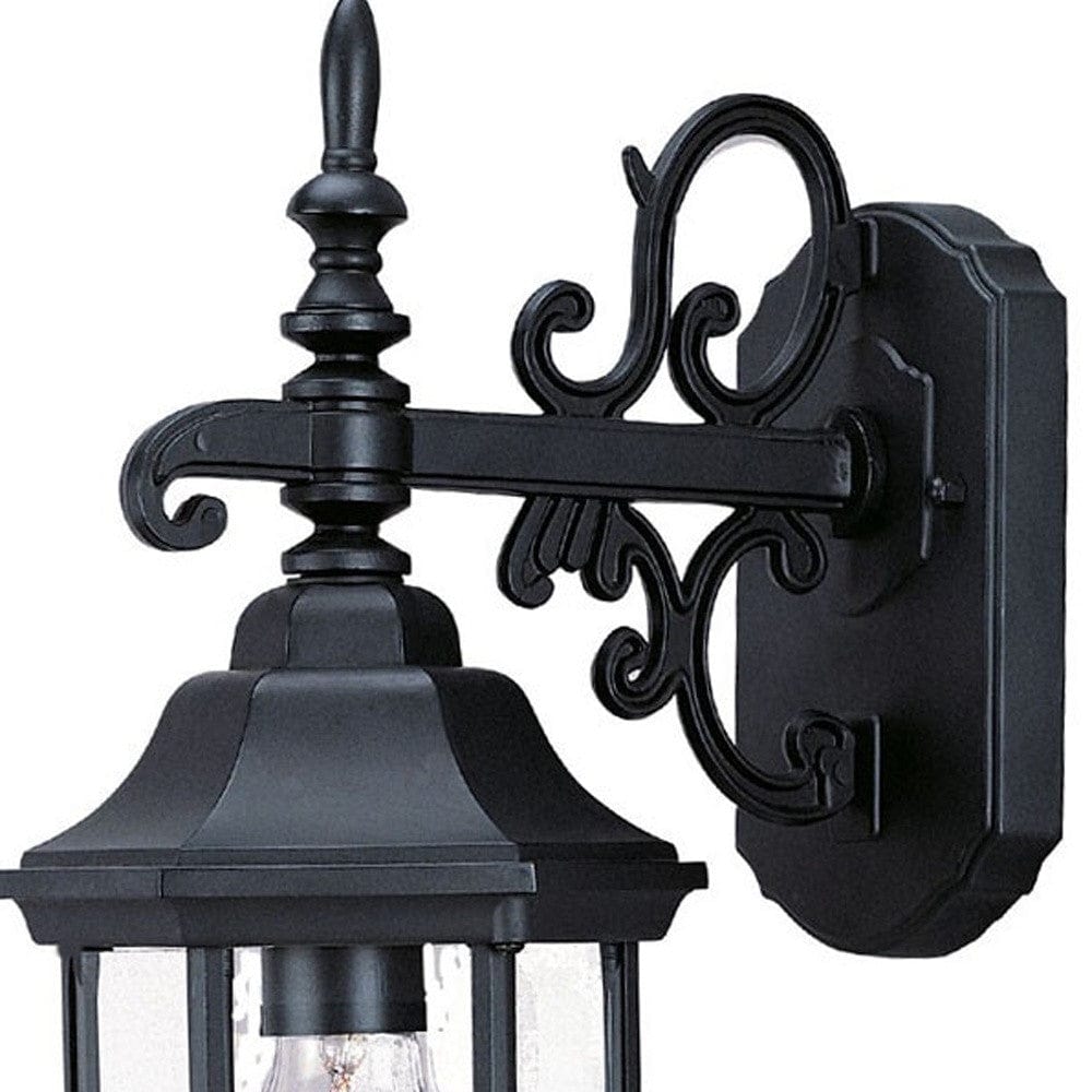 Petite Matte Black Domed Hanging Glass Lantern Wall Light - Homeroots