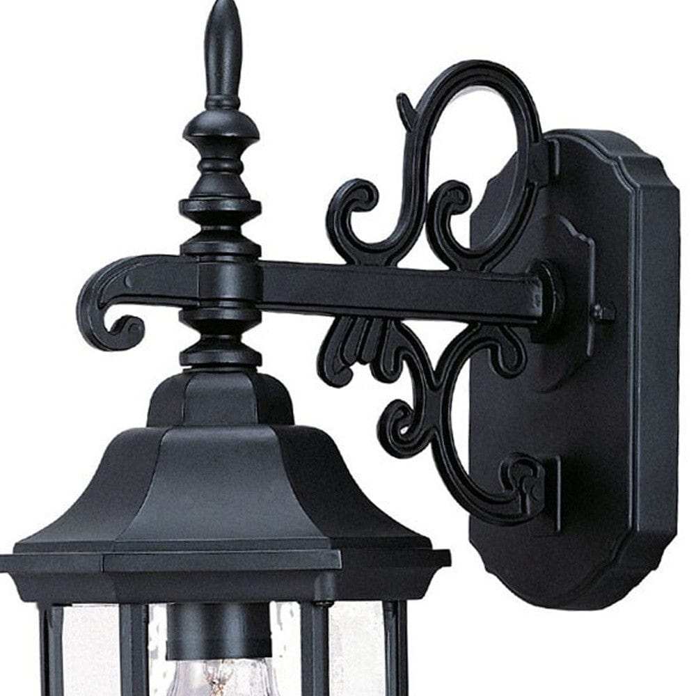 Petite Matte Black Domed Hanging Glass Lantern Wall Light - Homeroots - Flyclothing LLC