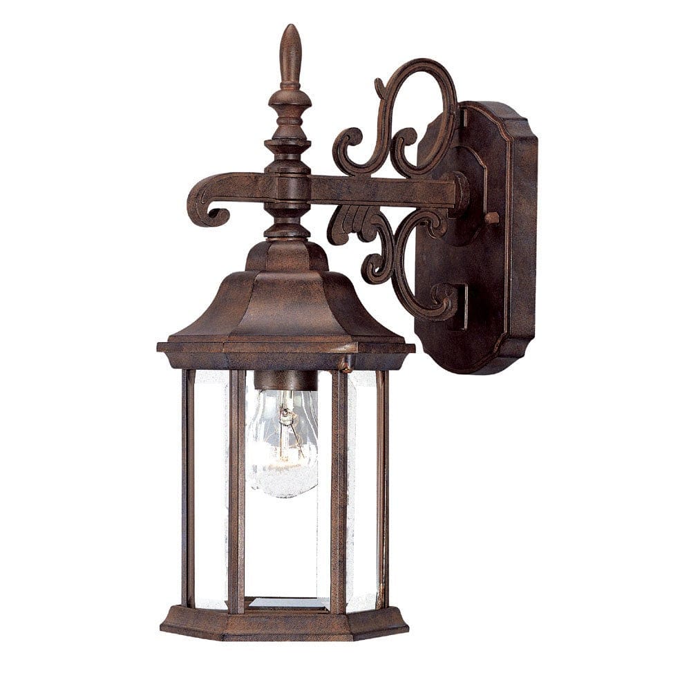 Petite Brown Domed Hanging Glass Lantern Wall Light - Homeroots