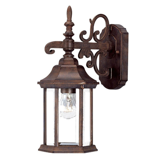 Petite Brown Domed Hanging Glass Lantern Wall Light - Homeroots