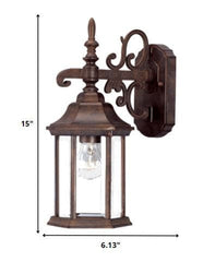Petite Brown Domed Hanging Glass Lantern Wall Light - Homeroots