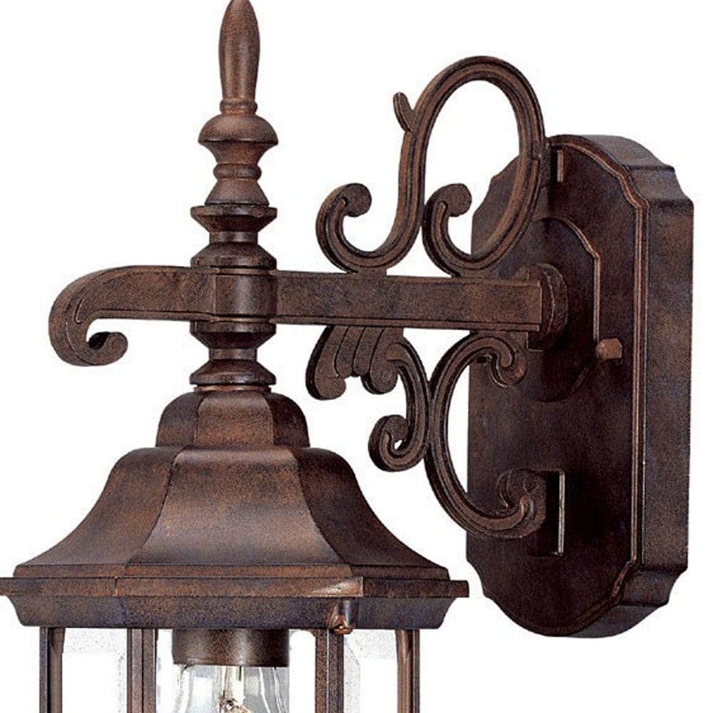 Petite Brown Domed Hanging Glass Lantern Wall Light - Homeroots