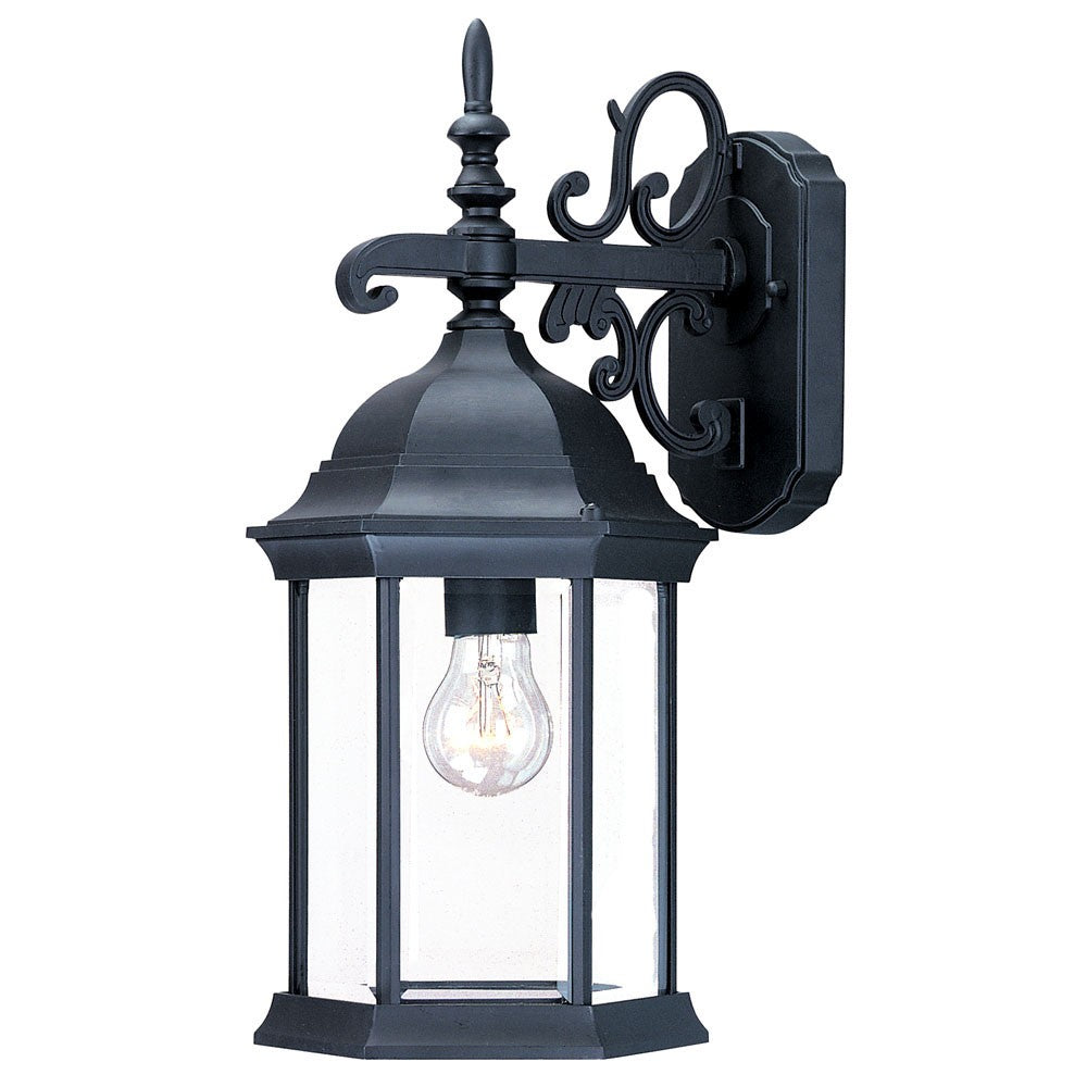 Narrow Matte Black Domed Hanging Glass Lantern Wall Light - Homeroots