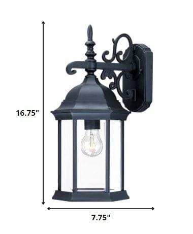 Narrow Matte Black Domed Hanging Glass Lantern Wall Light - Homeroots - Flyclothing LLC