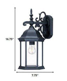 Narrow Matte Black Domed Hanging Glass Lantern Wall Light - Homeroots - Flyclothing LLC