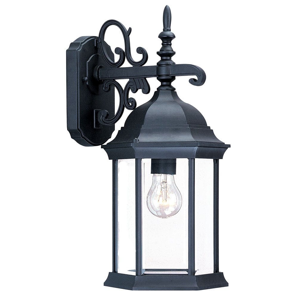 Narrow Matte Black Domed Hanging Glass Lantern Wall Light - Homeroots