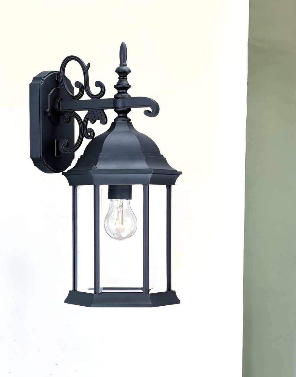 Narrow Matte Black Domed Hanging Glass Lantern Wall Light - Homeroots - Flyclothing LLC