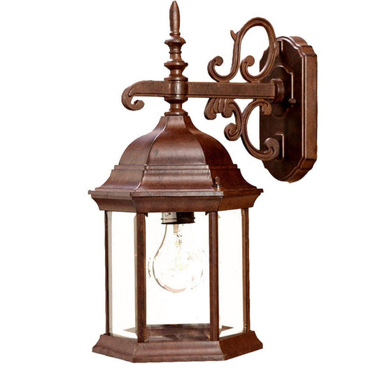 Narrow Brown Domed Hanging Glass Lantern Wall Light - Homeroots