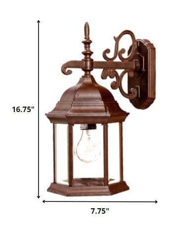 Narrow Brown Domed Hanging Glass Lantern Wall Light - Homeroots