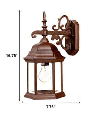 Narrow Brown Domed Hanging Glass Lantern Wall Light - Homeroots