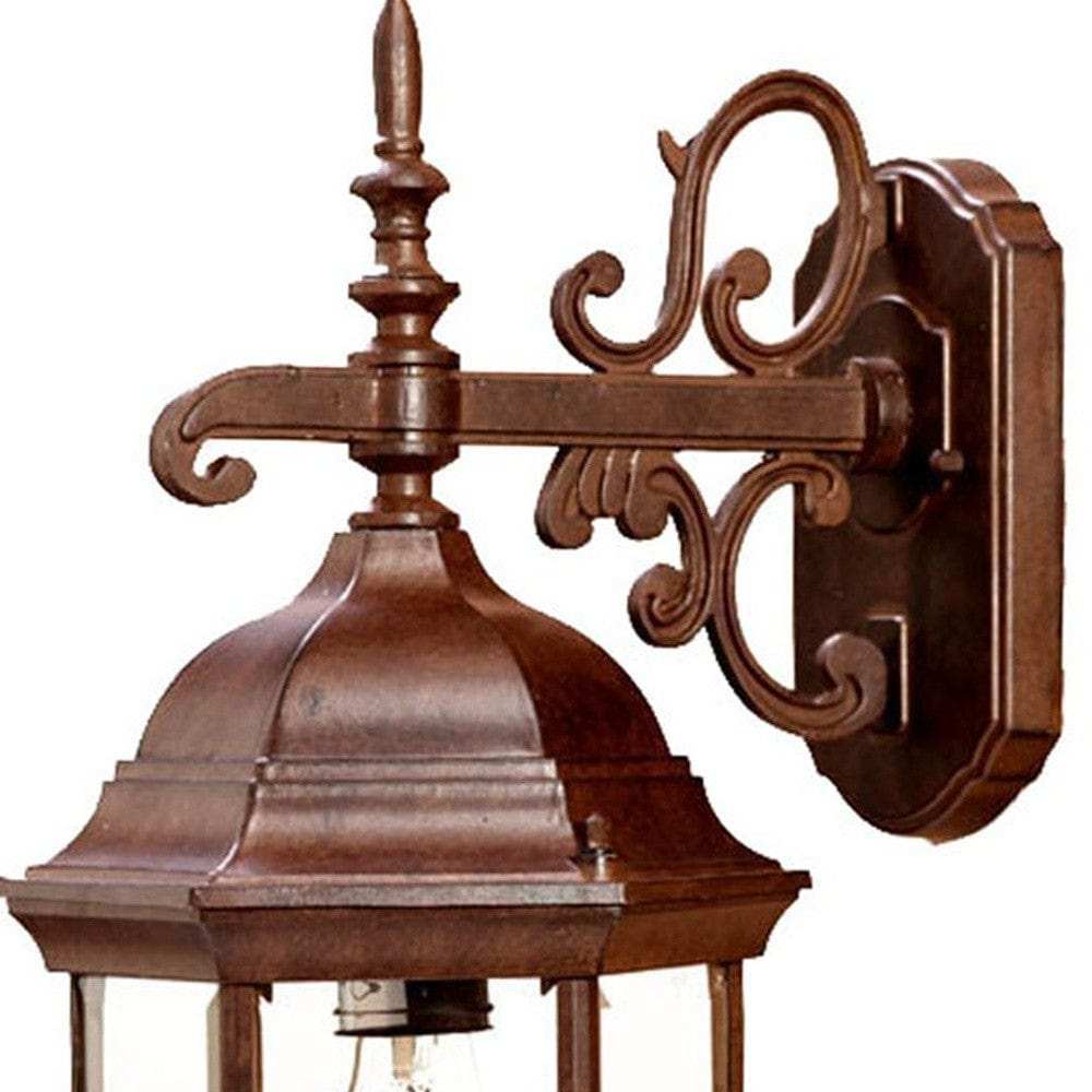 Narrow Brown Domed Hanging Glass Lantern Wall Light - Homeroots - Flyclothing LLC