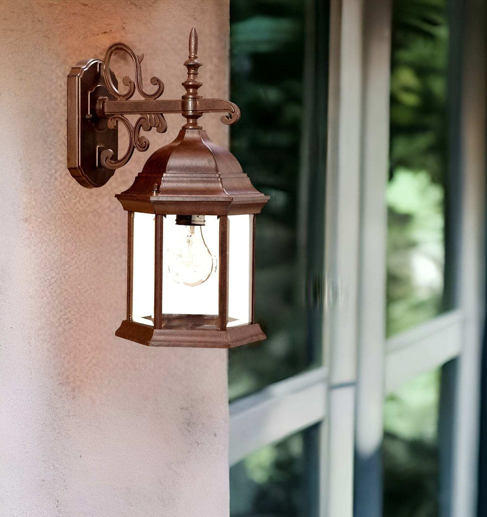 Narrow Brown Domed Hanging Glass Lantern Wall Light - Homeroots - Flyclothing LLC