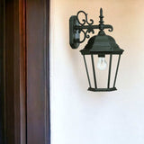 Matte Black Domed Glass Hanging Lantern Wall Light - Homeroots