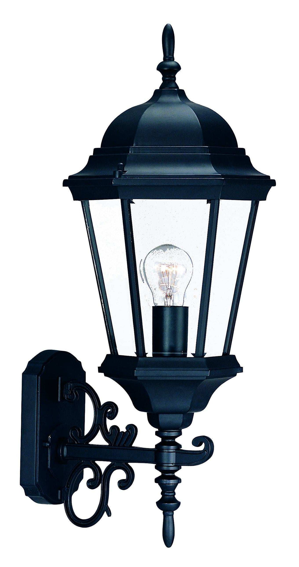 Matte Black Domed Glass Lantern Wall Light - Homeroots - Flyclothing LLC