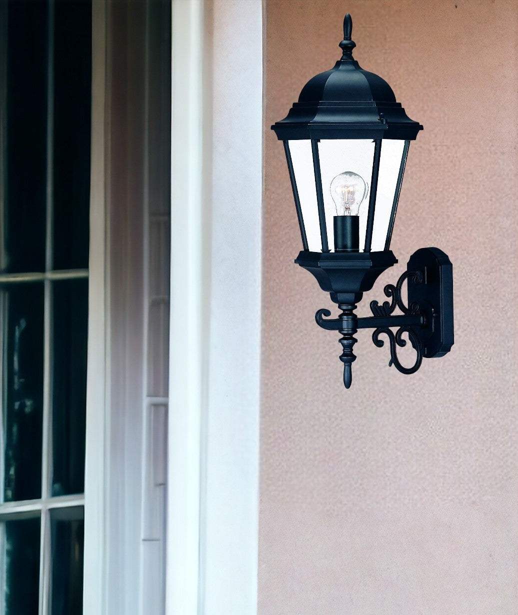 Matte Black Domed Glass Lantern Wall Light - Homeroots - Flyclothing LLC