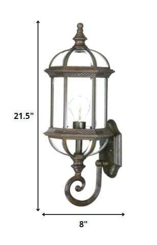 Antique Brown Cylindrical Lantern Wall Light - Homeroots - Flyclothing LLC