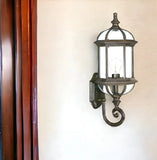 Antique Brown Cylindrical Lantern Wall Light - Homeroots