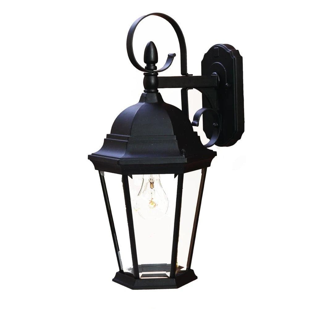 XL Matte Black Swing Arm Hanging Lantern Wall Light - Homeroots