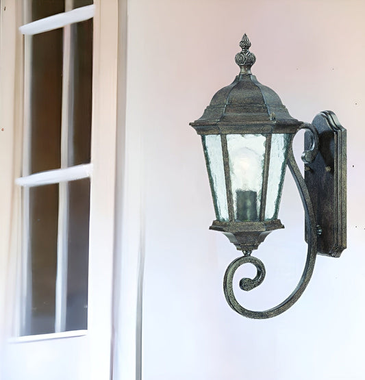 One Light Antique Black Carousel Lantern Wall Light - Homeroots