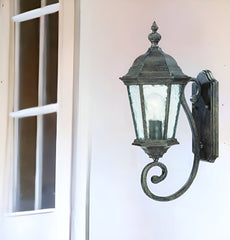 One Light Antique Black Carousel Lantern Wall Light - Homeroots