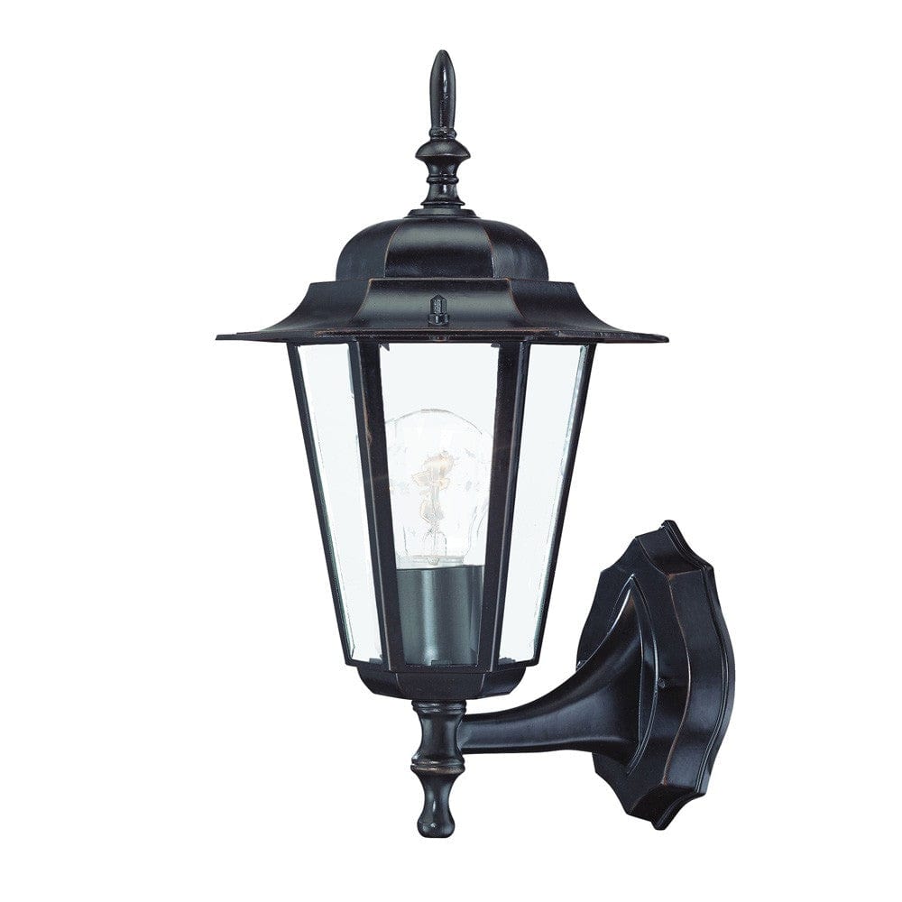 Antique Bronze Glass Lantern Wall Light - Homeroots