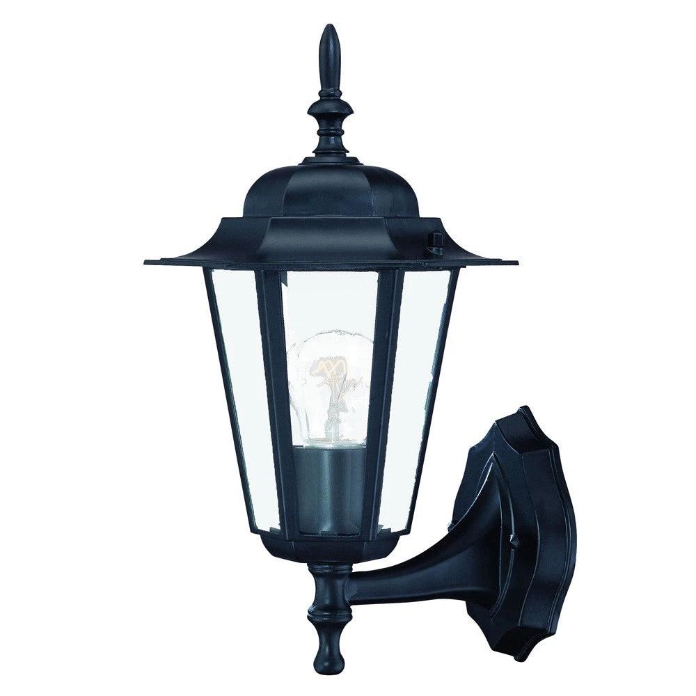 Matte Black Glass Lantern Wall Light - Homeroots