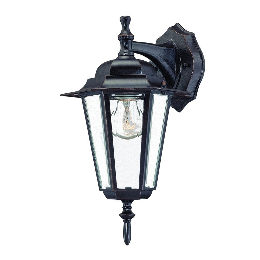 Antique Bronze Glass Hanging Lantern Wall Light - Homeroots