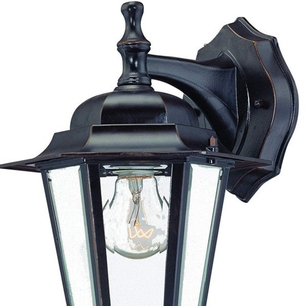 Antique Bronze Glass Hanging Lantern Wall Light - Homeroots - Flyclothing LLC
