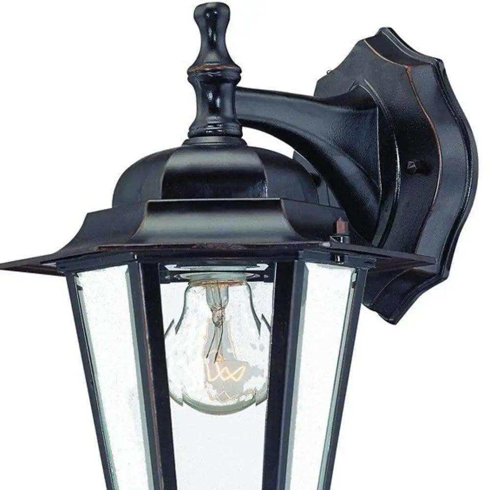 Antique Bronze Glass Hanging Lantern Wall Light - Homeroots - Flyclothing LLC