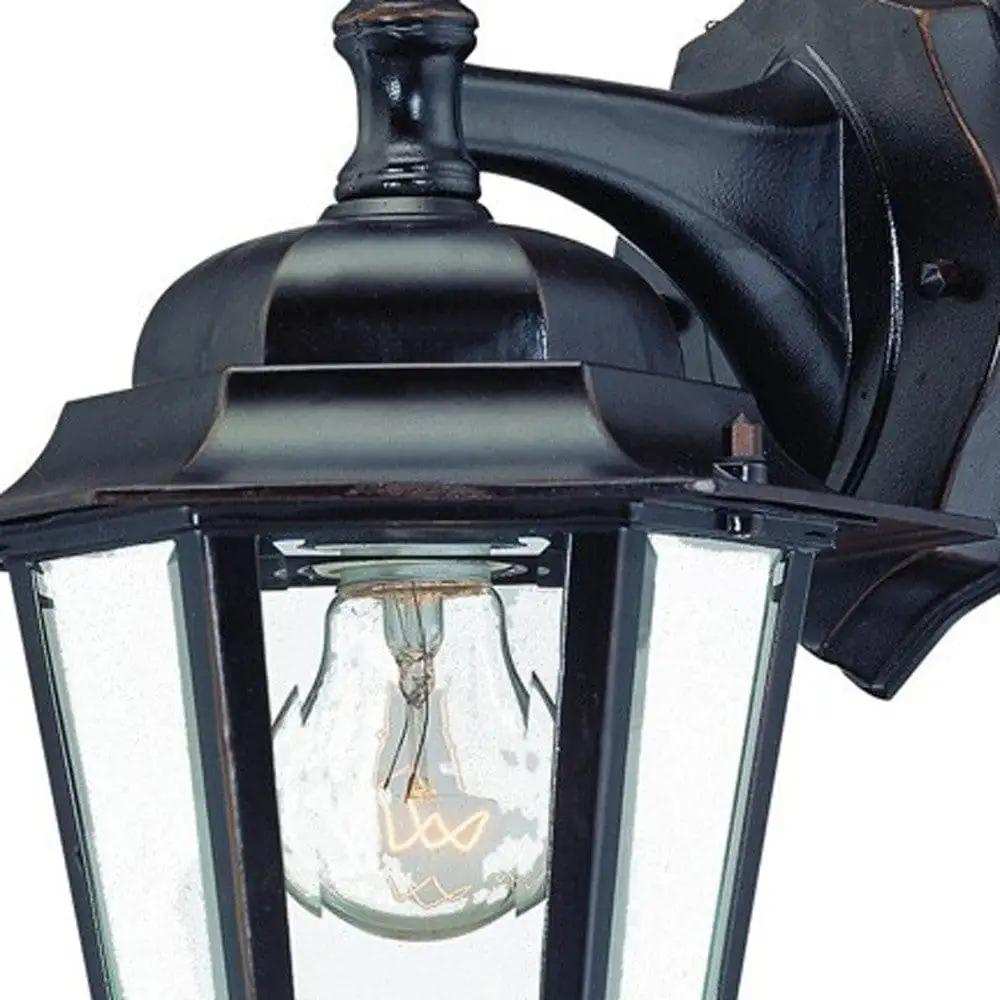 Antique Bronze Glass Hanging Lantern Wall Light - Homeroots - Flyclothing LLC