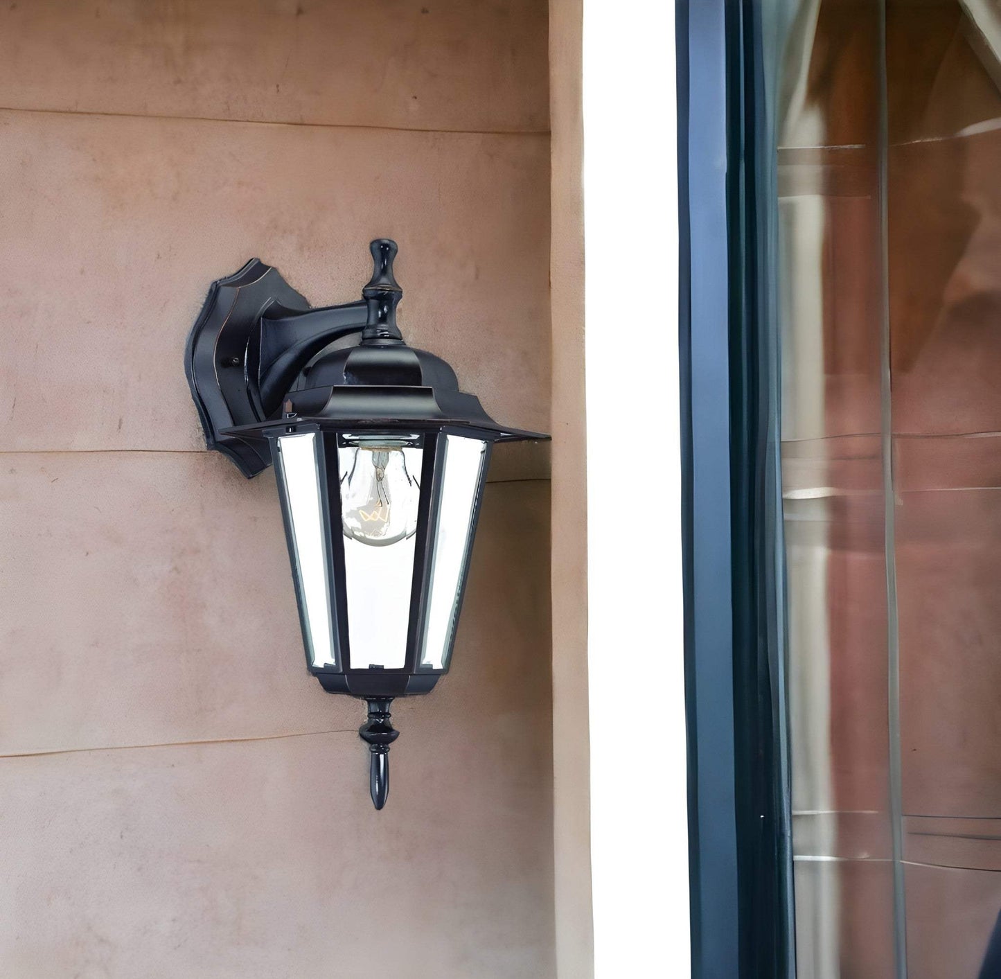 Antique Bronze Glass Hanging Lantern Wall Light - Homeroots - Flyclothing LLC
