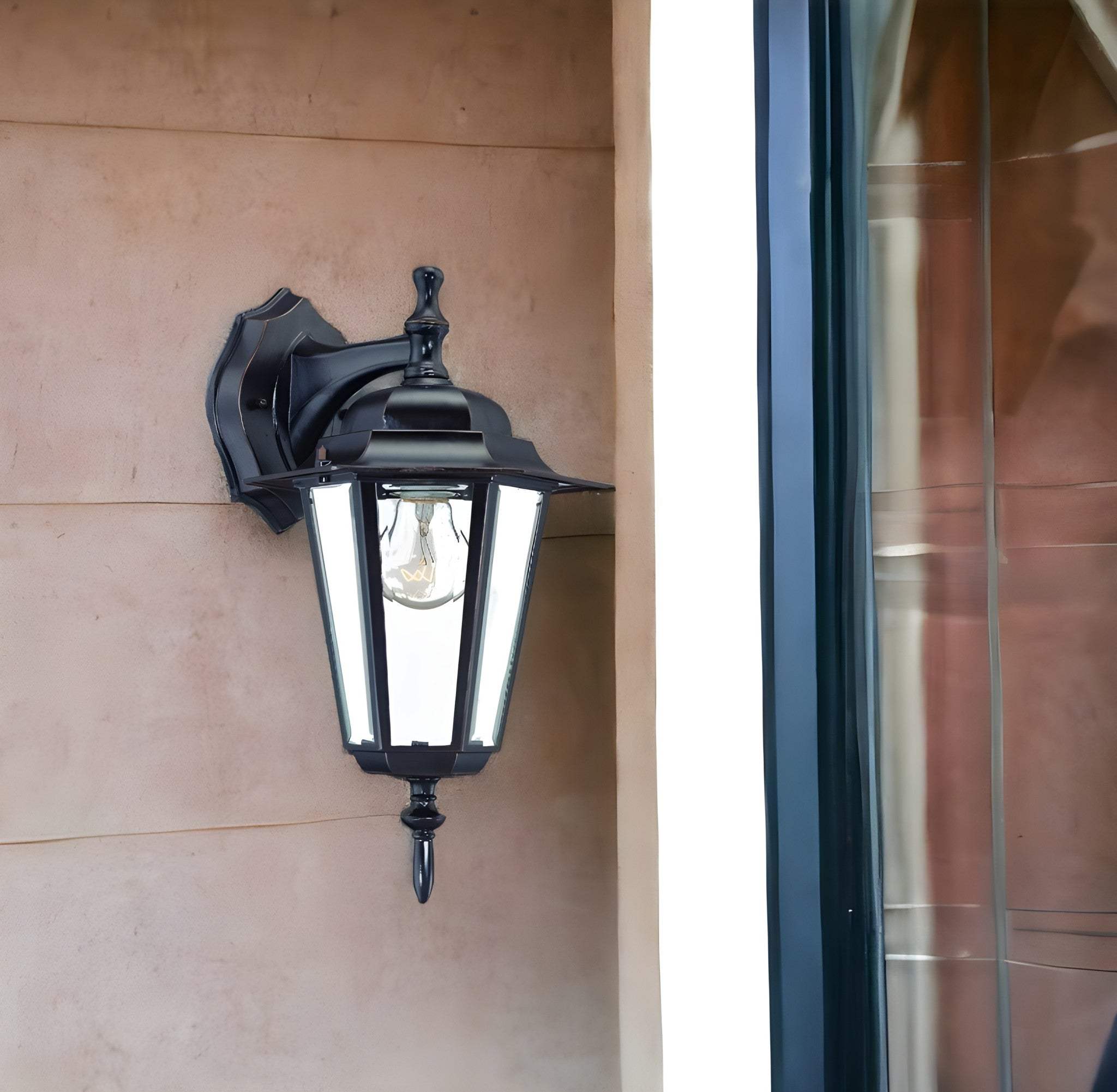 Antique Bronze Glass Hanging Lantern Wall Light - Homeroots - Flyclothing LLC