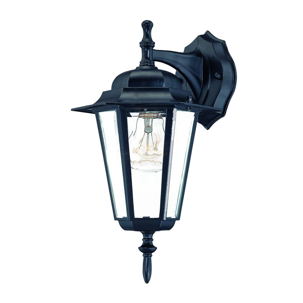 Matte Black Glass Hanging Lantern Wall Light - Homeroots