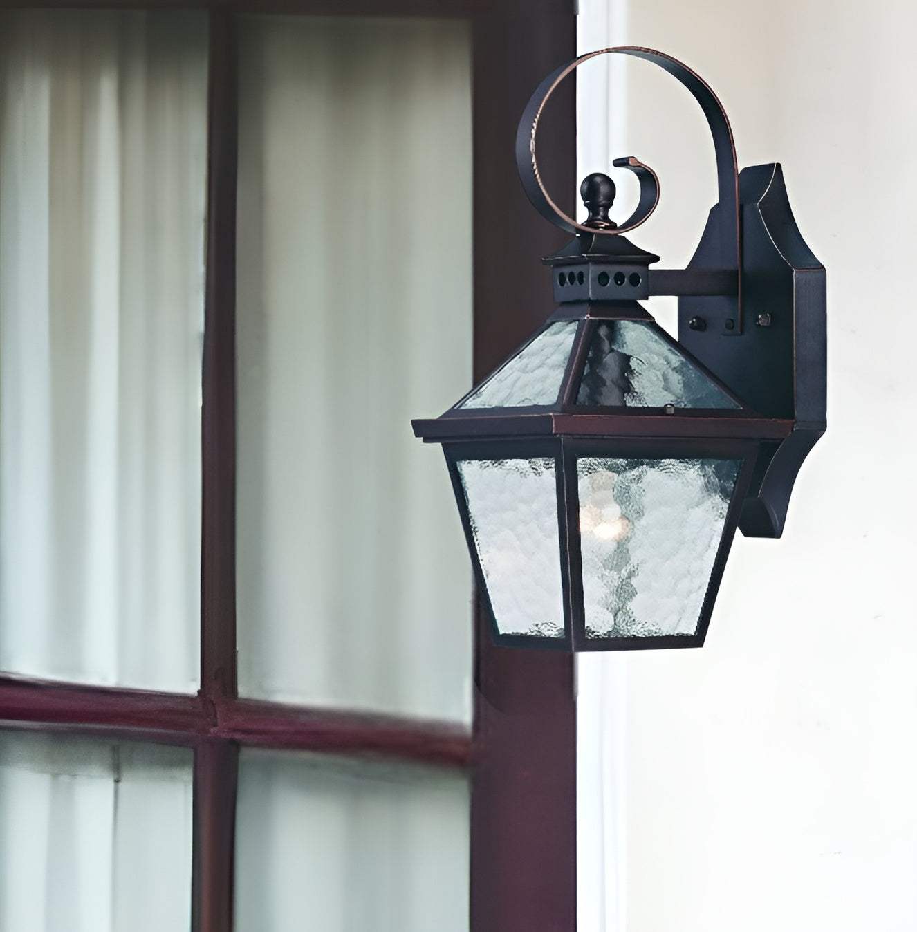 Two Light Antique Bronze Hammered Glass Wall Light - Homeroots - Flyclothing LLC