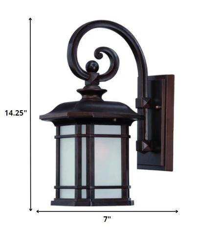 Antique Bronze Frosted Linen Glass Lantern Wall Light - Homeroots - Flyclothing LLC