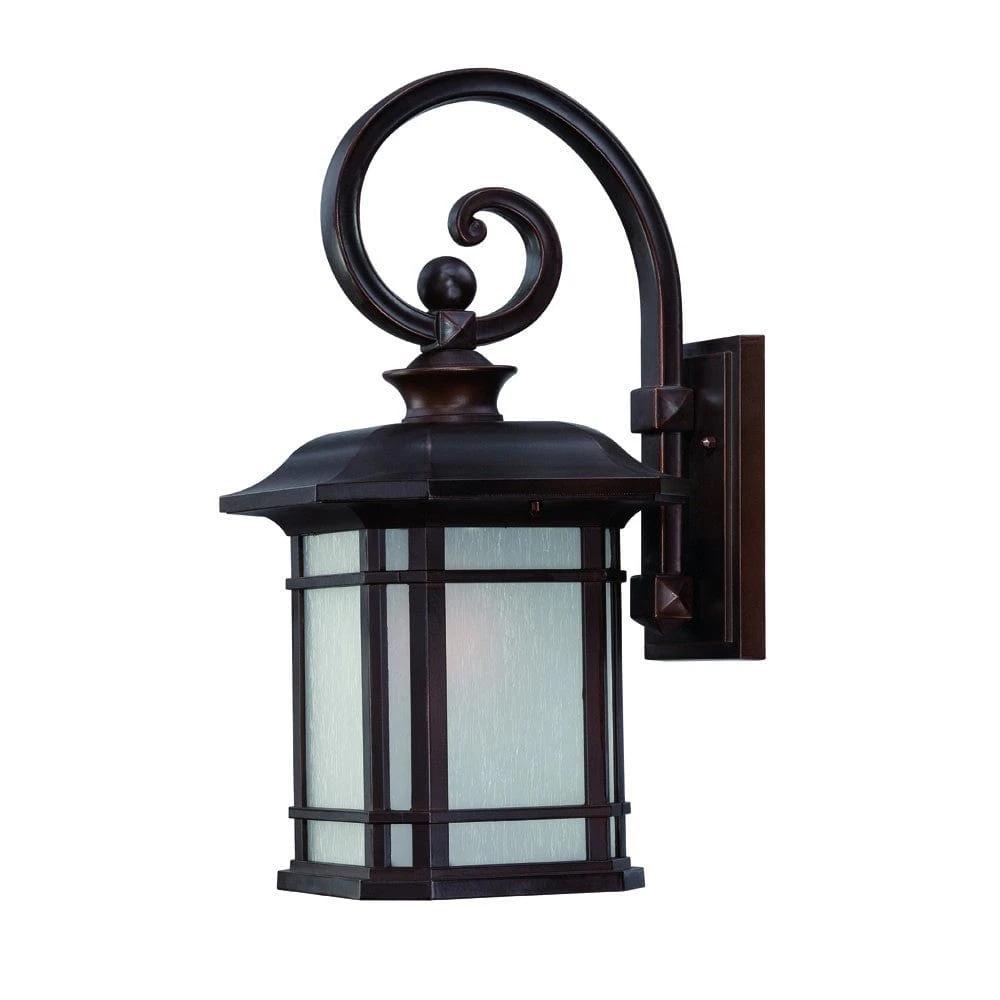 XL Antique Bronze Frosted Linen Glass Lantern Wall Light - Homeroots