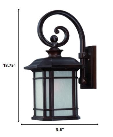 XL Antique Bronze Frosted Linen Glass Lantern Wall Light - Homeroots - Flyclothing LLC