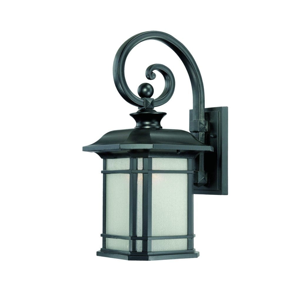 XL Matte Black Frosted Linen Glass Lantern Wall Light - Homeroots
