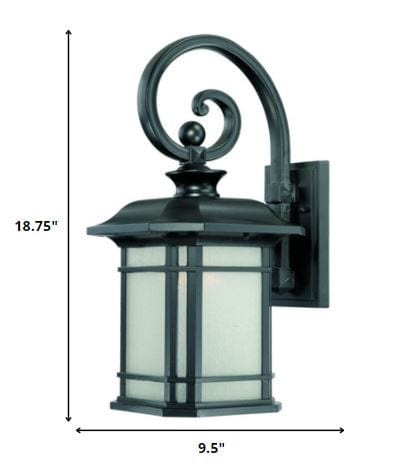 XL Matte Black Frosted Linen Glass Lantern Wall Light - Homeroots - Flyclothing LLC