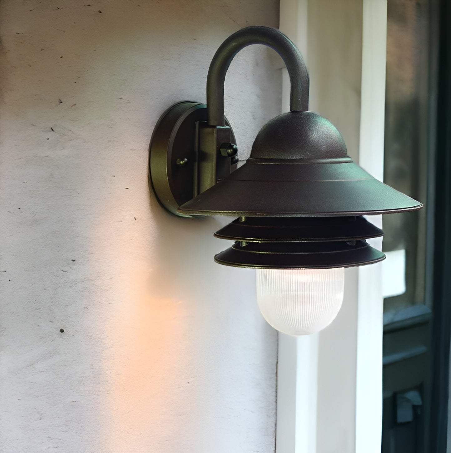 Antique Bronze Three Tier Lamp Shade Outdoor Wall Light - Homeroots - Flyclothing LLC
