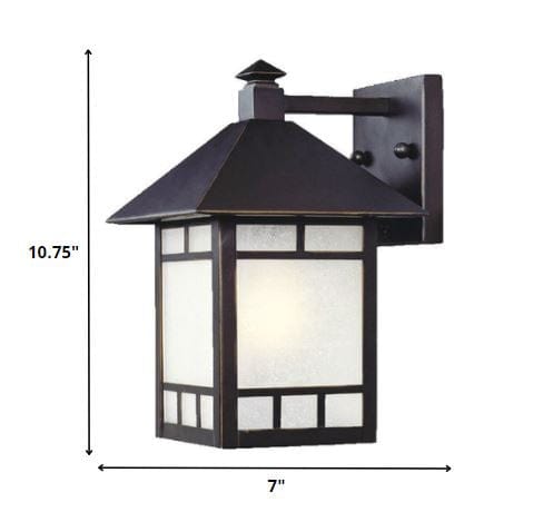 Petite Antique Bronze Frosted Glass Lantern Wall Light - Homeroots