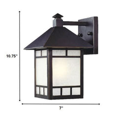 Petite Antique Bronze Frosted Glass Lantern Wall Light - Homeroots