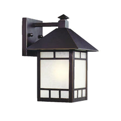 Petite Antique Bronze Frosted Glass Lantern Wall Light - Homeroots