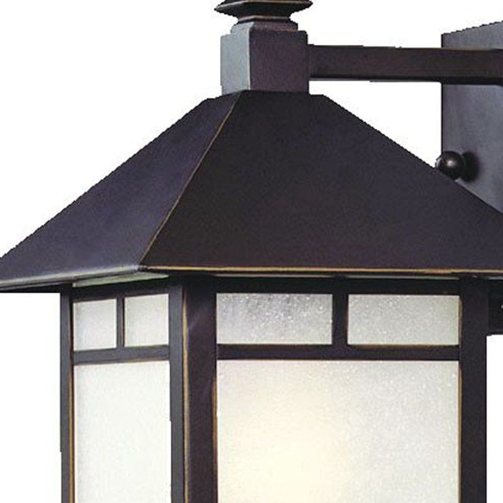 Petite Antique Bronze Frosted Glass Lantern Wall Light - Homeroots