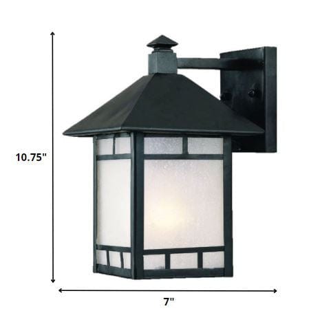 Petite Matte Black Frosted Glass Lantern Wall Light - Homeroots