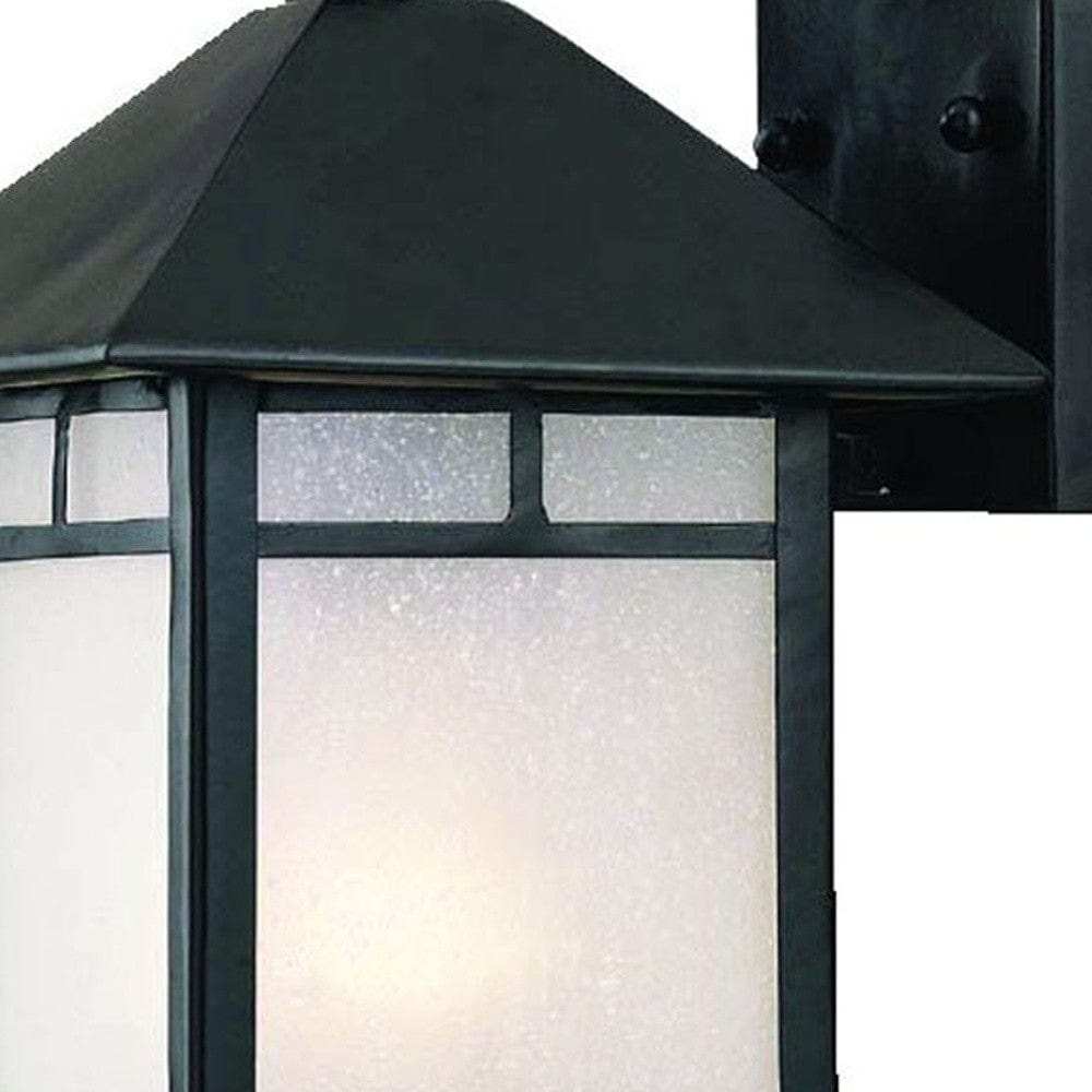 Petite Matte Black Frosted Glass Lantern Wall Light - Homeroots - Flyclothing LLC