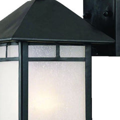 Petite Matte Black Frosted Glass Lantern Wall Light - Homeroots