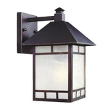 Antique Bronze Frosted Glass Lantern Wall Light - Homeroots