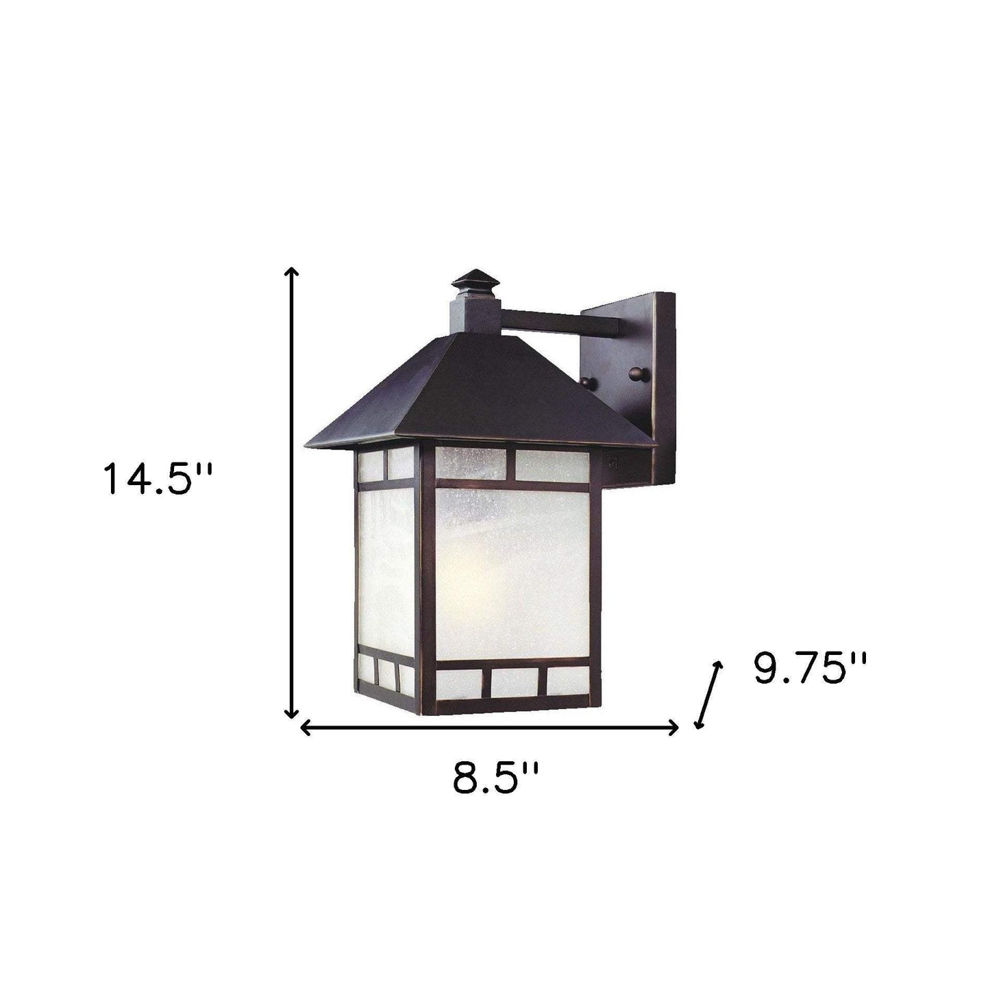 Antique Bronze Frosted Glass Lantern Wall Light - Homeroots - Flyclothing LLC