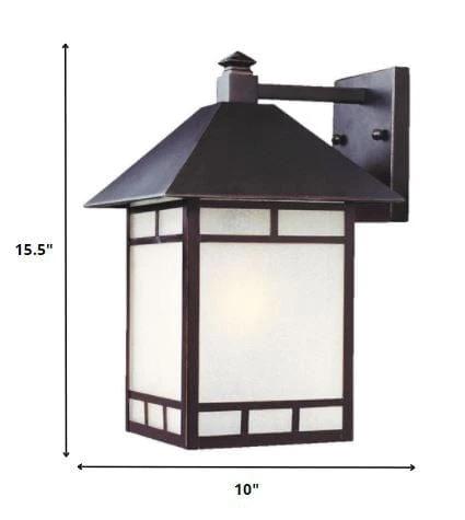 XL Antique Bronze Frosted Glass Lantern Wall Light - Homeroots - Flyclothing LLC